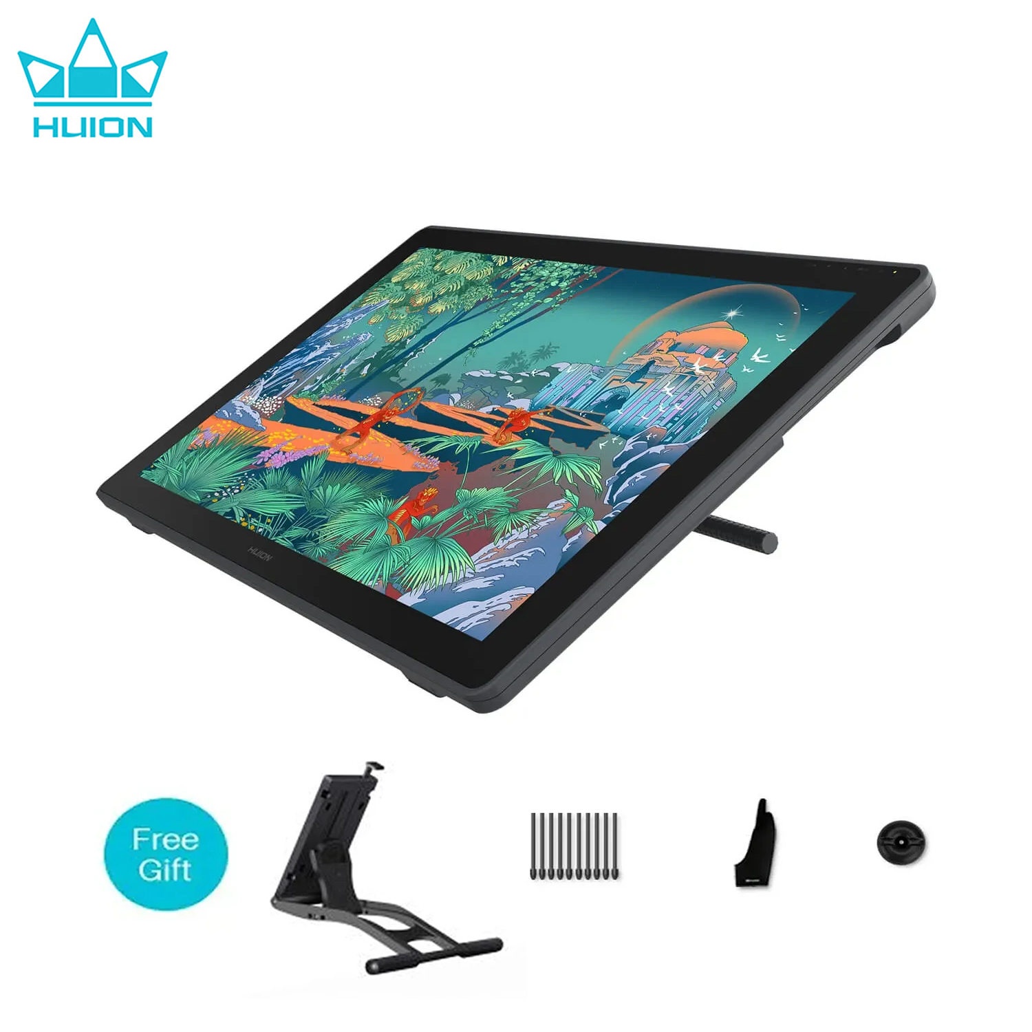 HUION-Tablette graphique Kamvas 24, 23.8 pouces, écran QHD, verre antireflet, avec stylet, support PC et Android