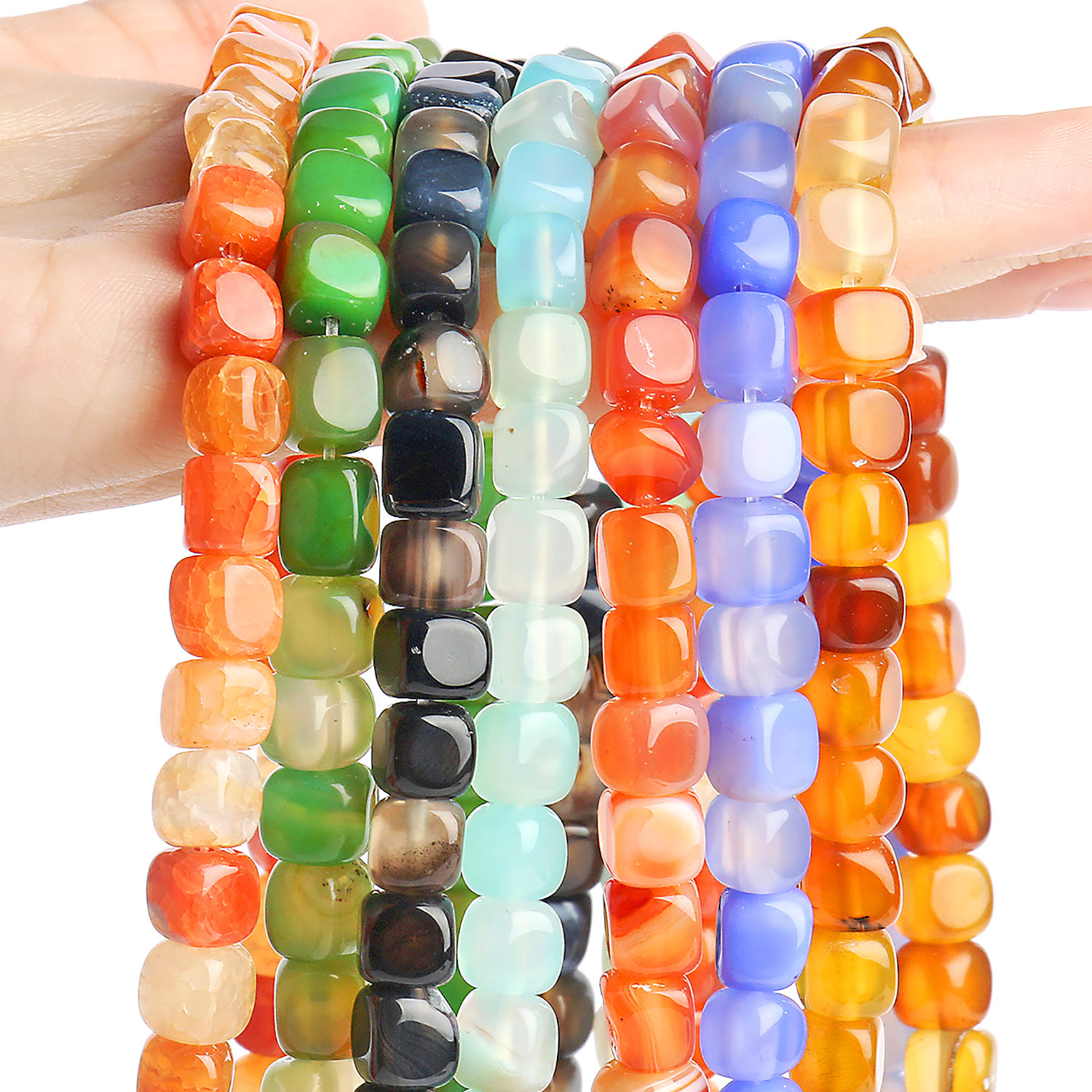 Perles en pierre naturelle Agates, Cube de Tourmaline, perles carrées pour la fabrication de bijoux, bricolage breloques, Bracelet, boucles d'oreilles