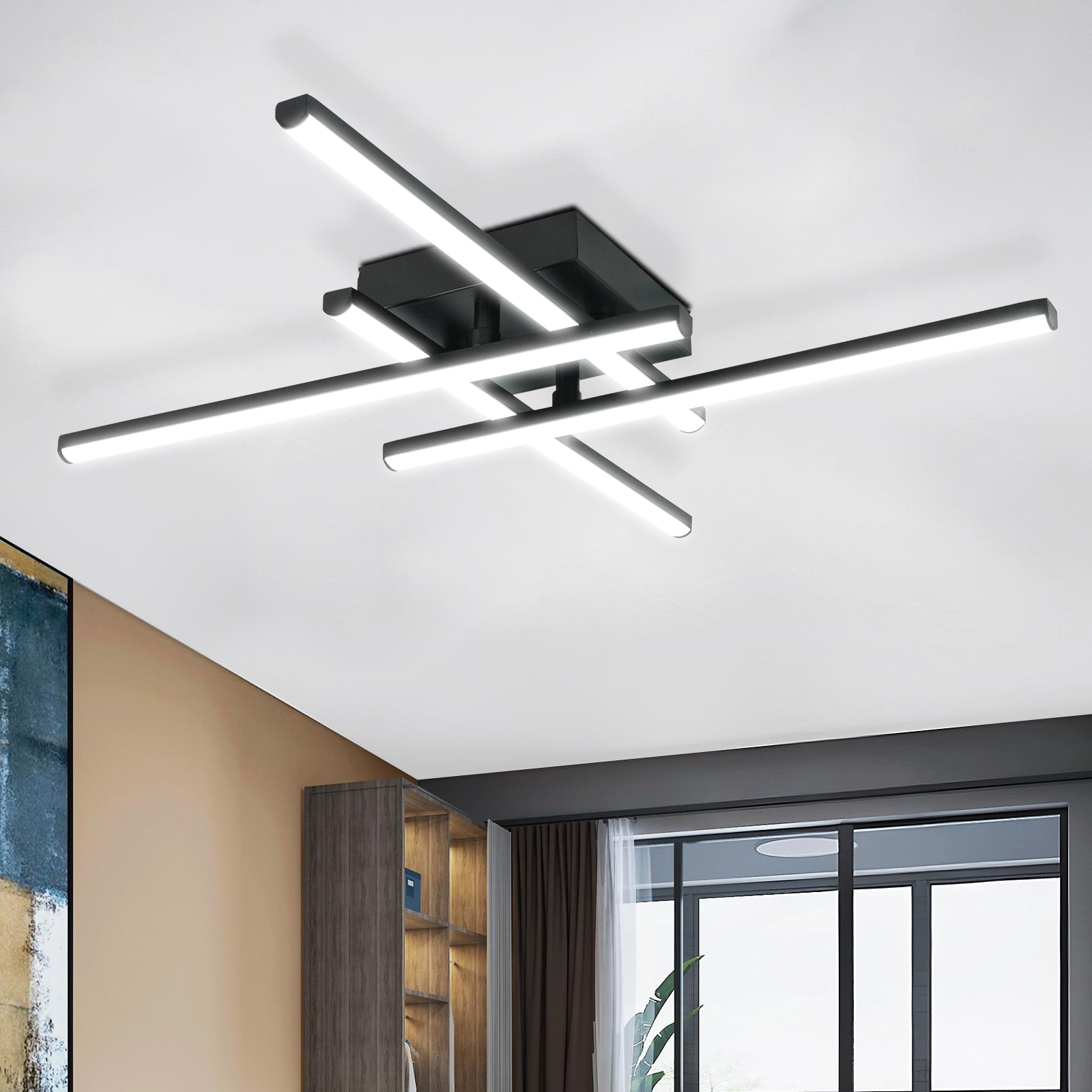 Neue moderne LED-Deckenleuchten, schwarze Deckenleuchte für Wohnzimmer, Schlafzimmer, Arbeitszimmer, LED-Leuchten für Zimmer, Deckenleuchten
