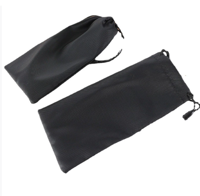 Black Composite Fabric Glasses Case Drawstring Bag