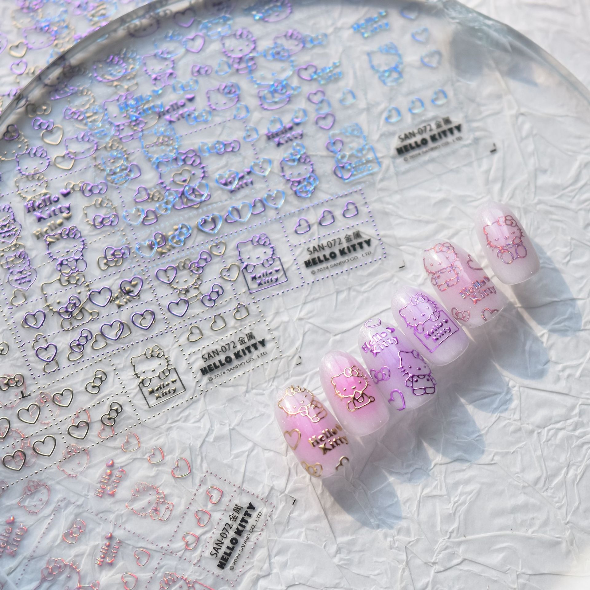 1 pièces nouvelle couleur Laser Hello Kitty dessin animé 5D ongles autocollants Sanrio cannelle Pochacco Nail Art fournitures bricolage Nail Art autocollants