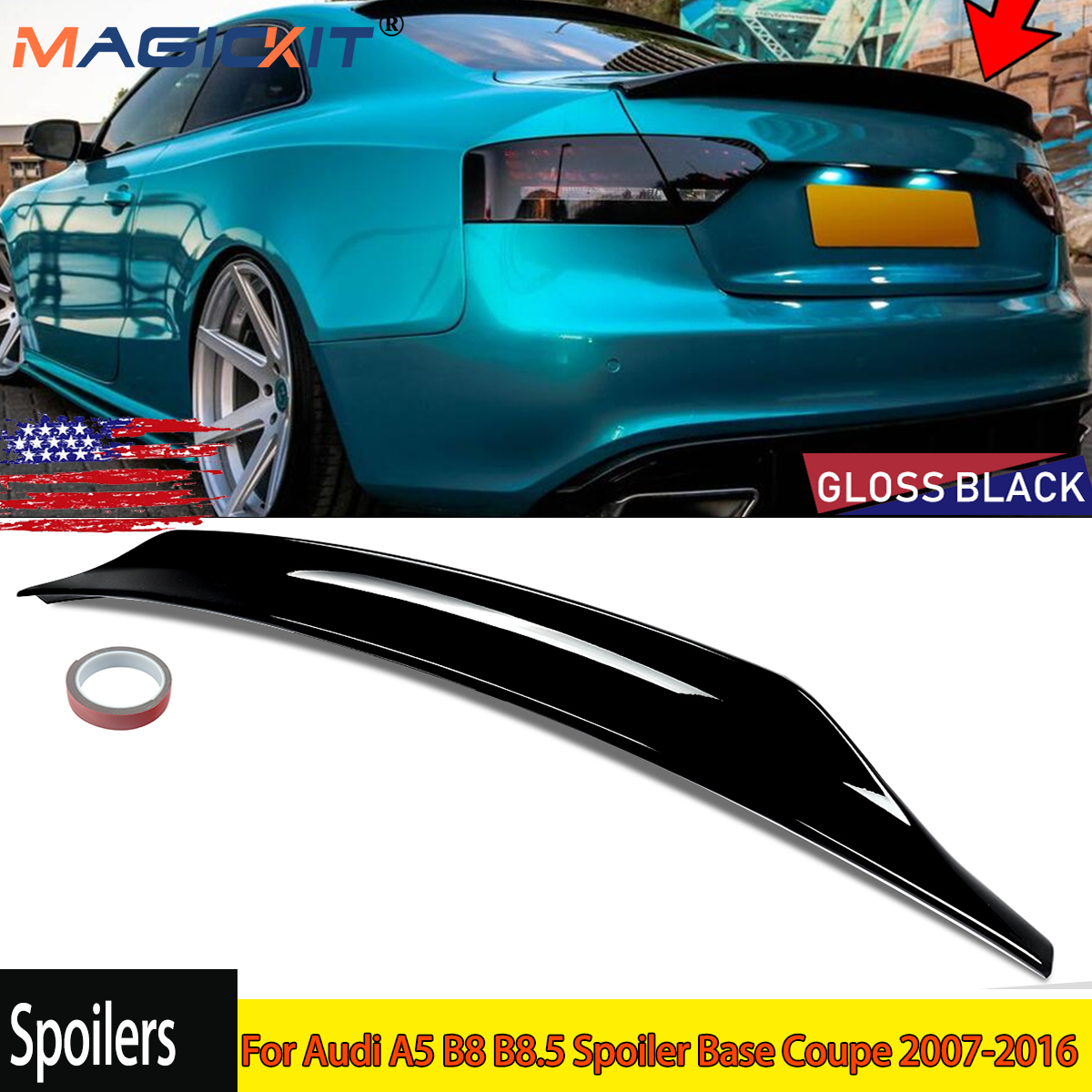 Voor Audi A5 B8 B8.5 07-16 Cat Duckbill Stijl Gloss Black Achterste Kofferbak Spoiler Vleugel