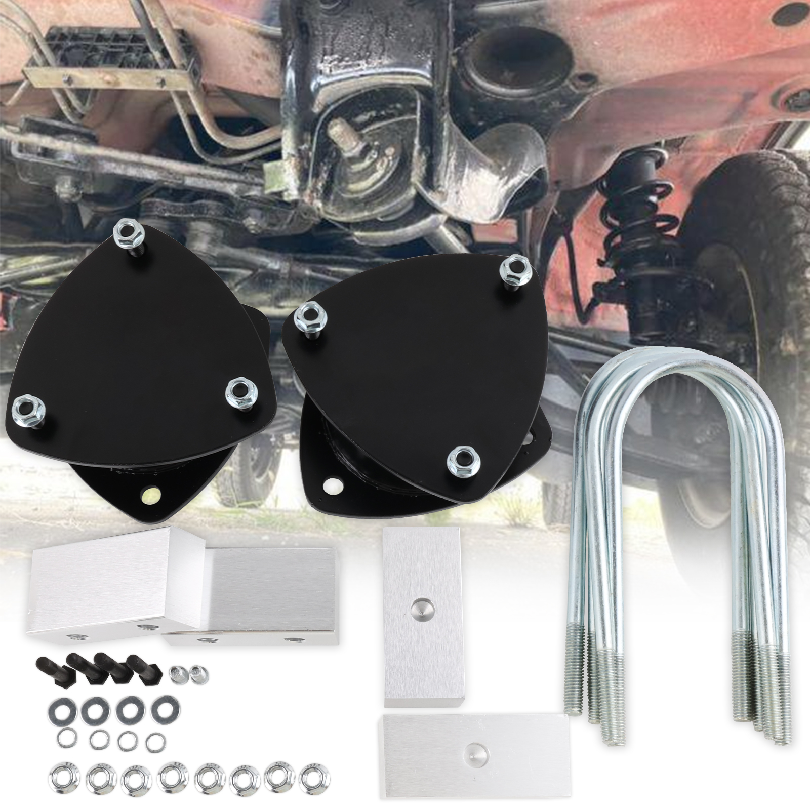 Kit Pengangkat Suspensi Pengatur Jarak Kumparan Penyerap Guncangan Strut Spring Raise Aluminium untuk Truk Hijet Seri S200 2WD 4WD