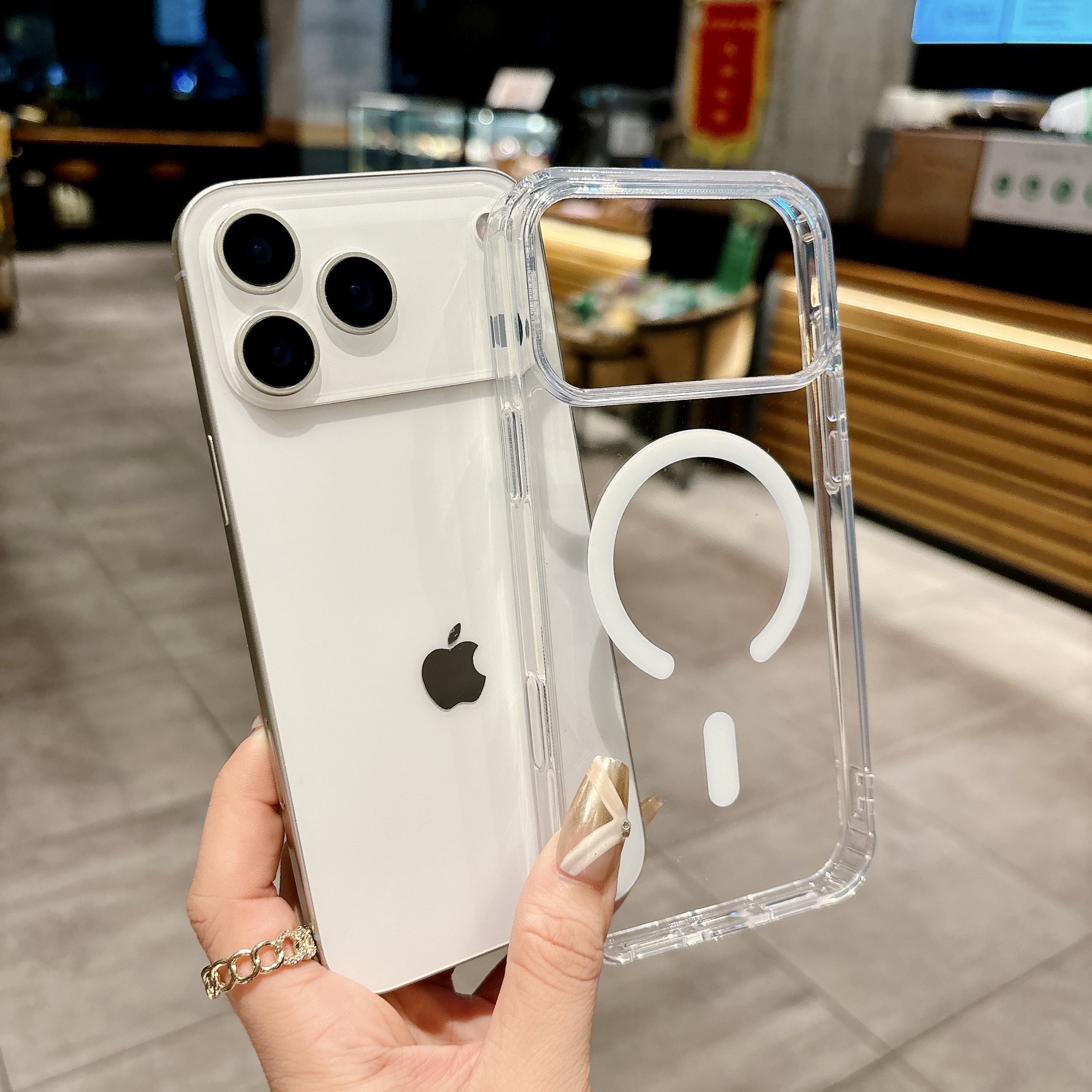 Casing Magnetik Transparan Mewah untuk MagSafe untuk iPhone 17 Air 16 Pro Max Plus Dengan Tombol Kontrol Sentuh Kamera Penutup Pengisian Daya Nirkabel