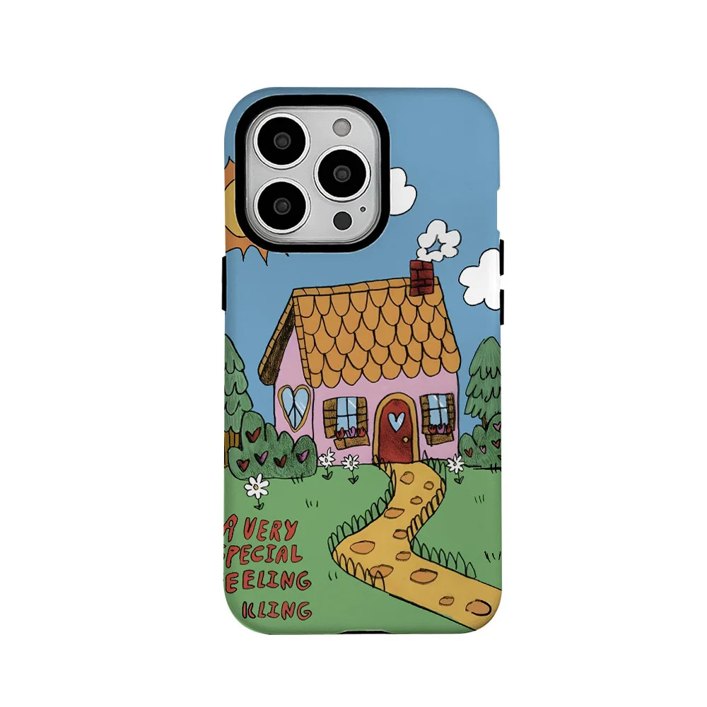 INS casing ponsel rumah indah, sarung HP akrilik TPU dua dalam satu untuk IPHONE 16 PRO MAX 14 13 12 11 PRO Plus 15pro XR X MAX