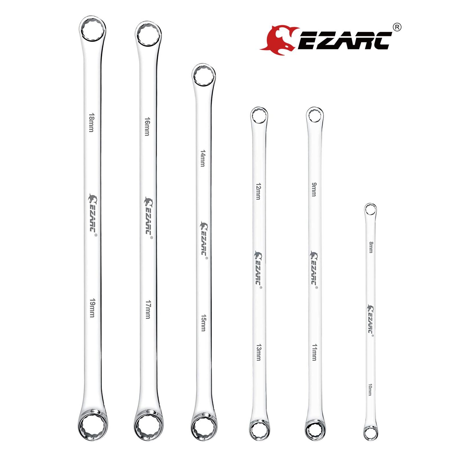EZARC Extra Long Double Ring Box End Spanner Aviation Wrench Strong Power Less Effort Metric 8-10 9-11 12-13 14-15 16-17 18-19mm