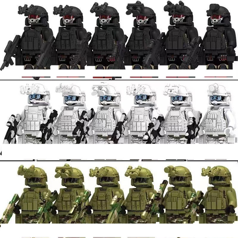 Stadt Polizei Camouflage Geist Commando Special Forces Bausteine MOC Moderne Russische Soldat Figuren Militär Waffe Spielzeug