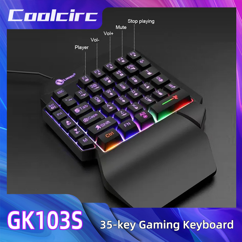 35-toetsen mechanisch gamingtoetsenbord met één hand - USB-bedraad RGB-achtergrondverlichting, ergonomisch ontwerp en ultraslank draagbaar voor laptop/pc