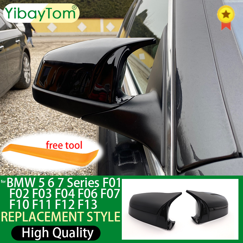 Fibra de carbono olhar estilo do carro estilo m substituição espelho capa para bmw 5 6 7 série f01 f02 f03 f04 f06 f07 f10 f11 f12 f13