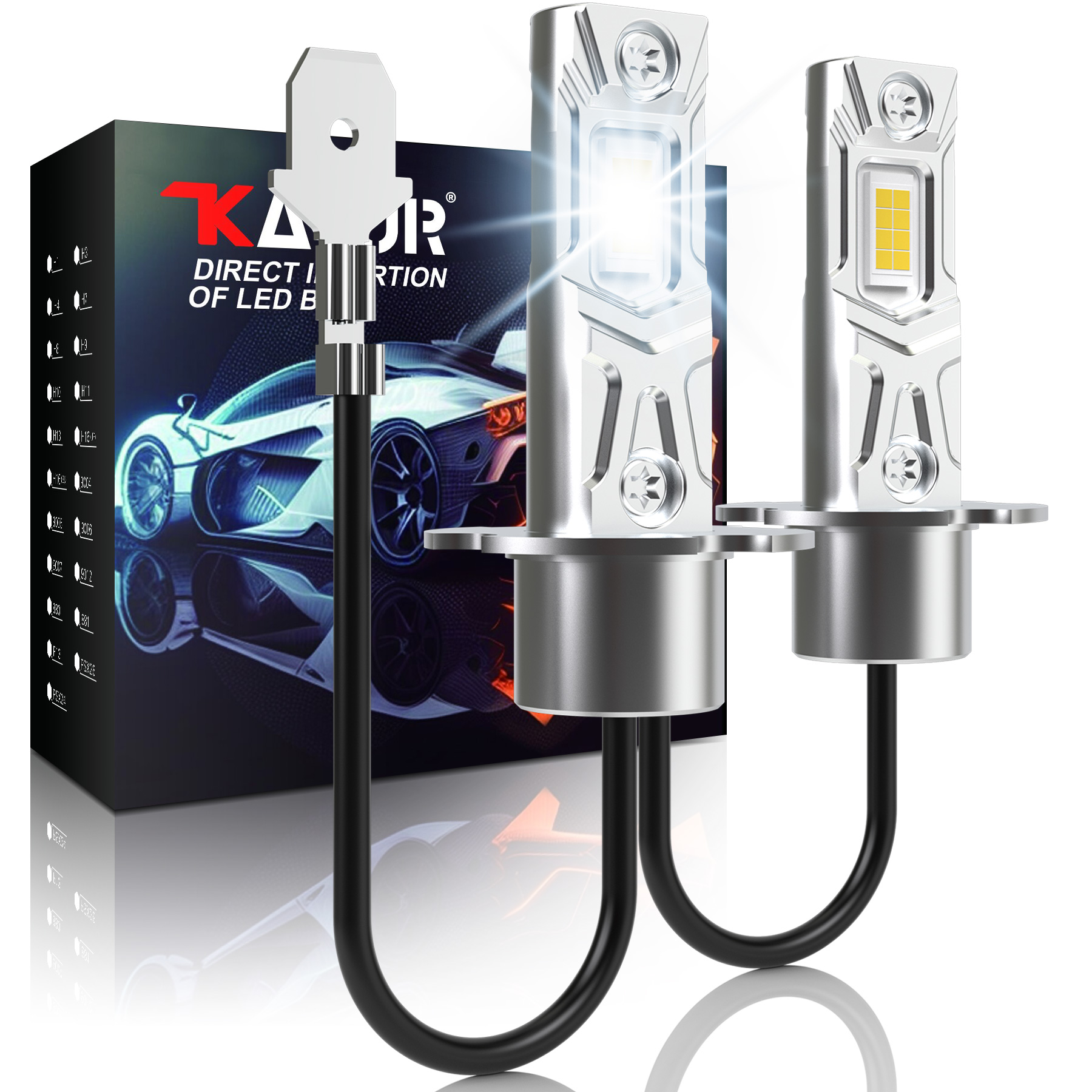 Katur 2 Pz Super LED H3 Fendinebbia Fanless H3 LED Canbus Mini Design 12 V DC Auto Luce di Guida Lampadine DRL 6000 K Lampadina Bianca