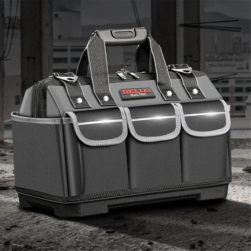 Neue DELIXI 1680D Oxford Grau Werkzeugtasche Organizer Große Werkzeugtasche für Elektriker Zimmermann Mechaniker Aufbewahrung Werkzeugtasche