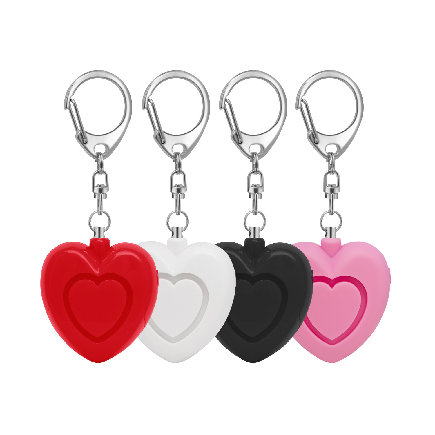 Llavero con alarma de autodefensa individual en forma de corazón, 125dB, protección de seguridad antilobo, alerta, alarma de emergencia fuerte