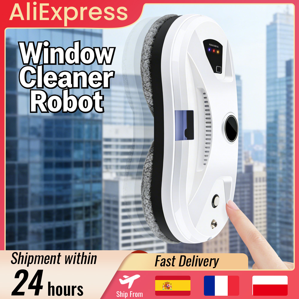 Robô Aspirador de Pó Ultra Fino 5600PA, Robô de Limpeza de Janelas, Limpeza Automática de Vidros com Spray de Água e Controle Remoto para Casa