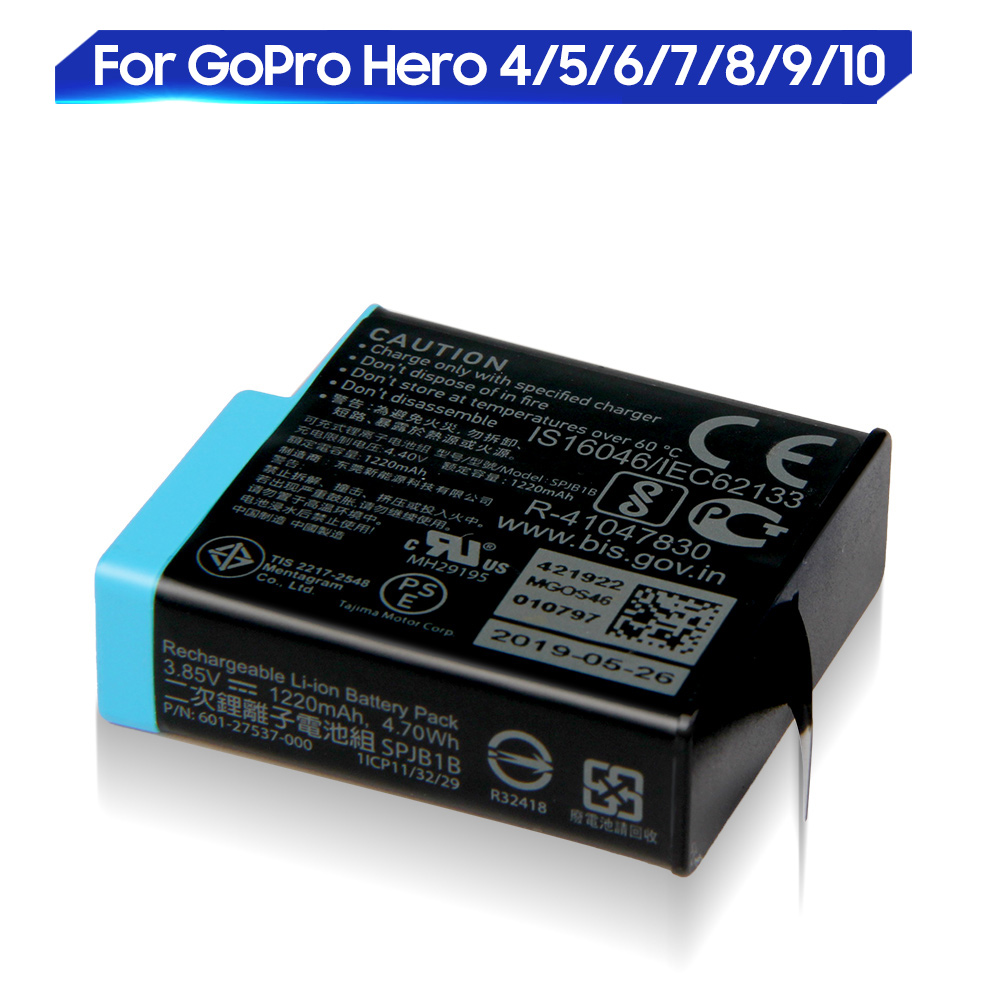 Оригинальная сменная батарея для GoPro Hero 4 5 6 7 8 Hero4 Hero8 Hero6 Hero 7 335-06532-000 AHDBT-401 SPJB1B 601-10197-000