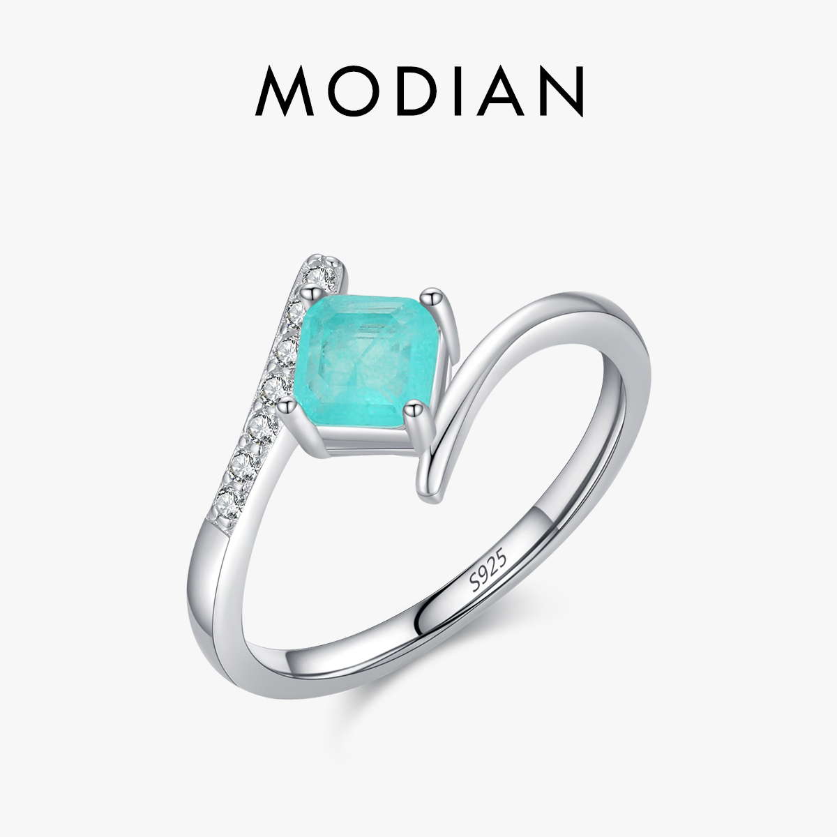 MODIAN Cincin Jari Turmalin Kelas Tinggi Perak Murni 925 Asli untuk Wanita Cincin Pertunangan Keabadian Perhiasan Bagus
