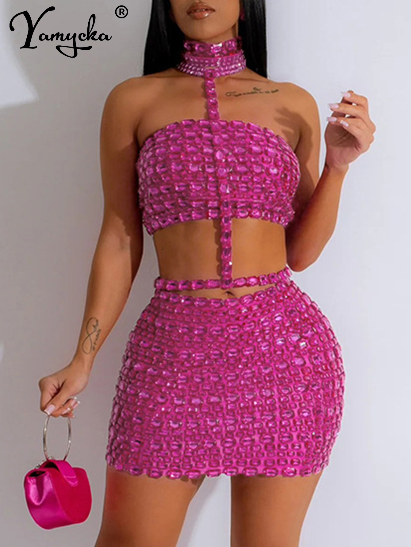 Seksowna halter rhinestone mini letnia sukienka damska elegancka obcisła sukienka klub nocny sukienki damskie krótkie suknie wieczorowe Vestidos HL