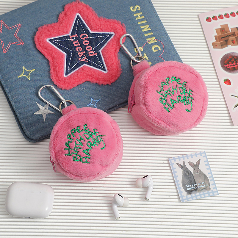 Mini porte-monnaie rose, sac de rangement pour cordon d'écouteurs, sac de rangement pour points Kawaii, mignon Harries en peluche, porte-monnaie Portable, pochette pour gâteaux