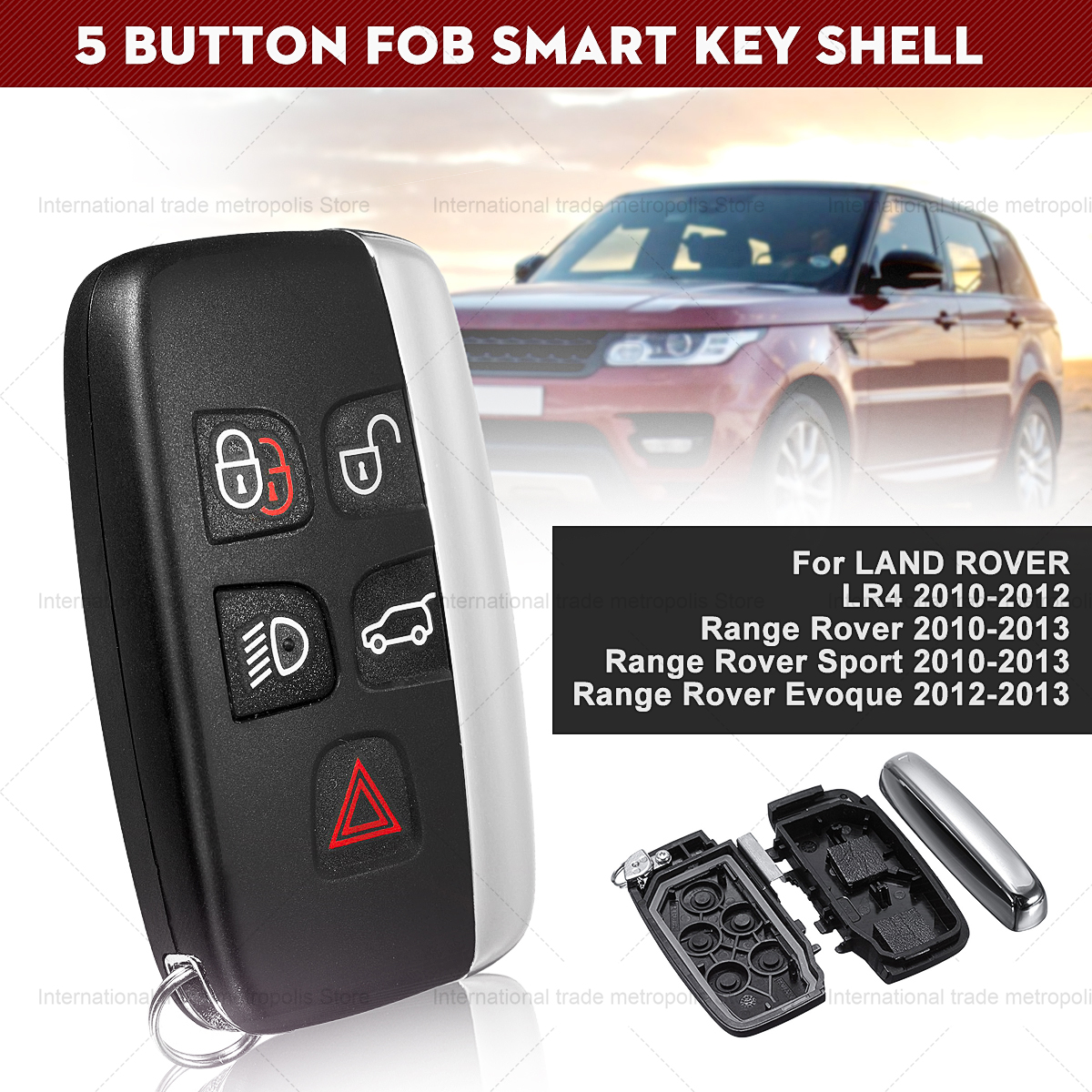 OEM Smart Car Key Shell Case 5Button for Land Rover Range Rover Evoque Discovery 4 Sport Freelander Jaguar XFL XE XJ Remote Key