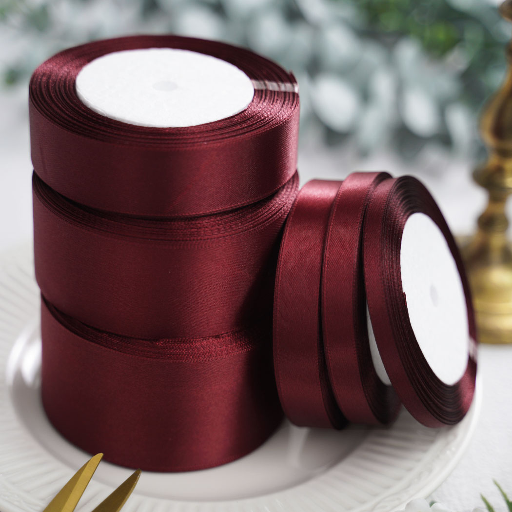 Bordeaux Satijnen Lint 25 yards 6mm 10mm 15mm 25mm 38mm 50mm Sjerp Gift Boog Handgemaakte DIY Craft Wedding Party Supply Decoratie