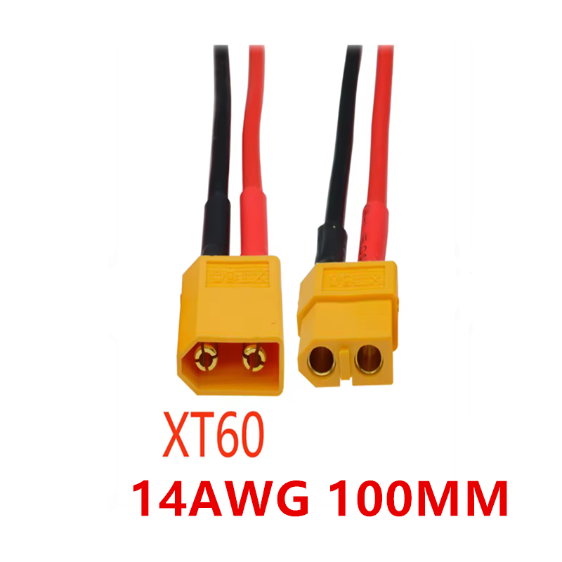 4 szt. Złącze XT60 męskie i żeńskie z przewodem silikonowym 10cm 14AWG do samolotów RC, baterii Lipo, ESC, dronów FPV, rozszerzalne