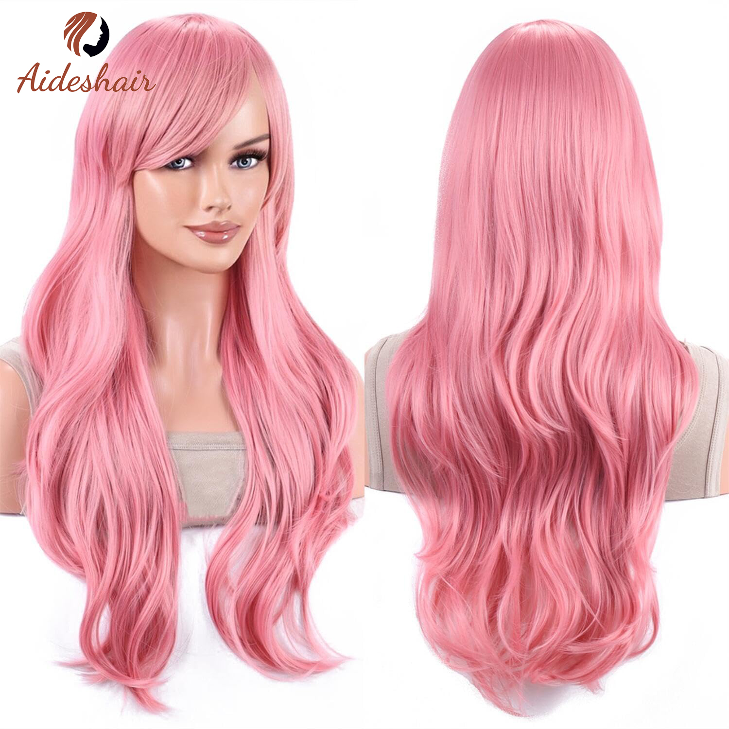 Aideshair syntetyczna peruka Fashion Wigs 28 "70cm długie faliste kręcone włosy peruka żaroodporna peruka Cosplay dla kobiet z bezpłatną czepkiem na perukę