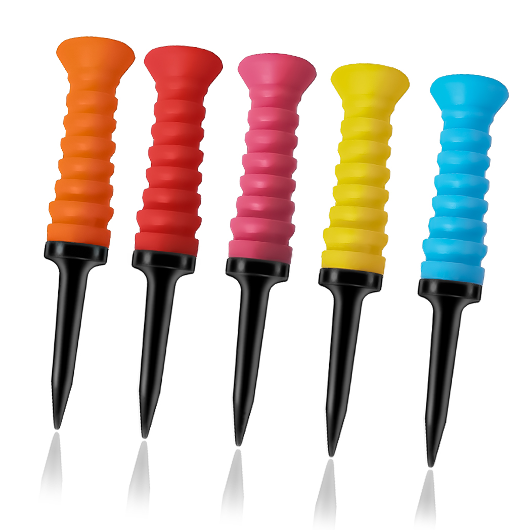 Caiton 5Pcs 360 ° Flexibele Rubber Golf Tees, 3.2in/81Mm, Duurzaam, Lage Wrijving, Levendige Multicolor-Ideaal Voor Dagelijkse Golfers