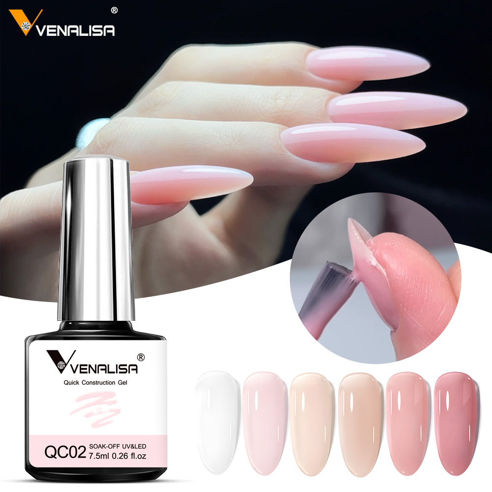 VENALISA Quick Construction Gel Jelly Color Полупрозрачный гель-лак для ногтей Fast Construction Soak Off UV LED Nude Pink Gel 7,5