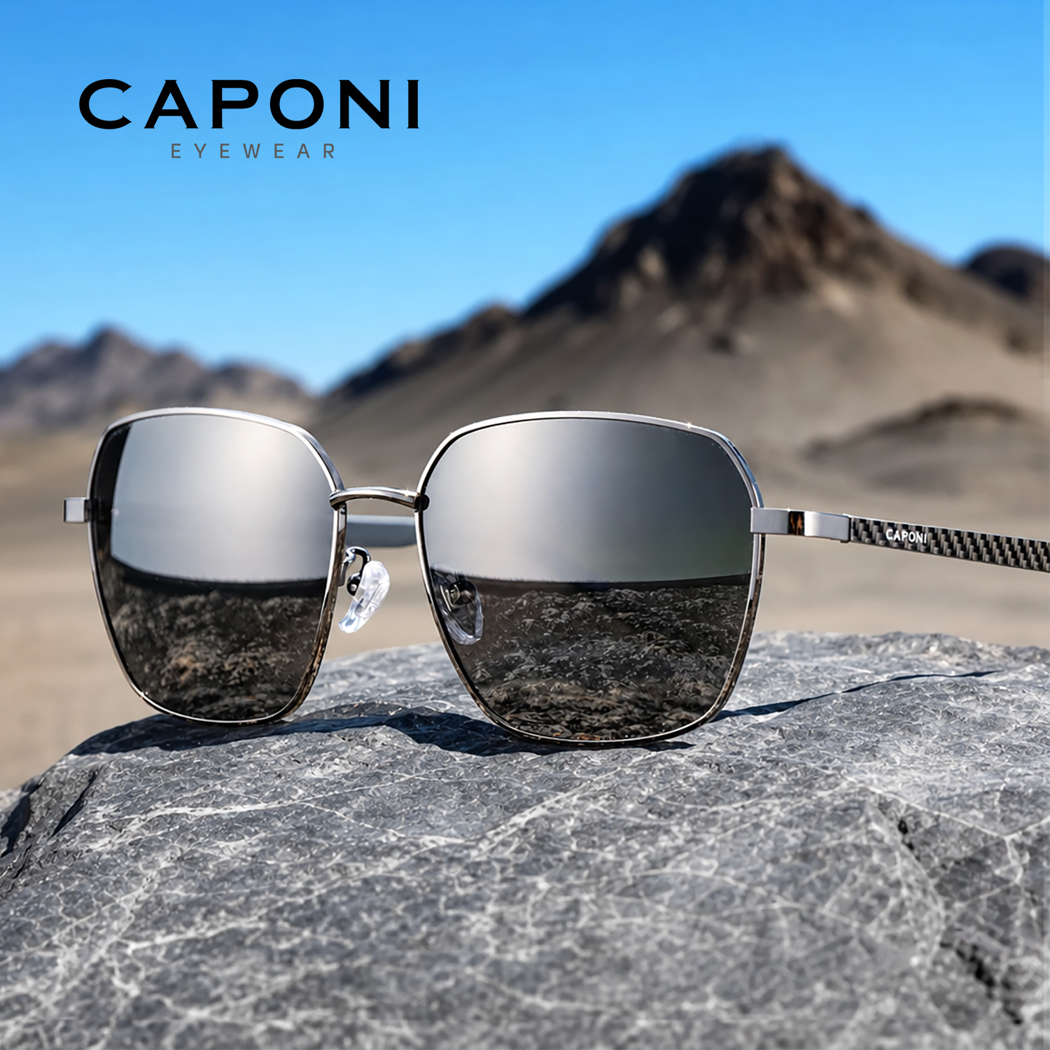 CAPONI – lunettes de soleil polarisées pour hommes, en Fiber de carbone, photochromiques, noires, pour la conduite en plein air, verres anti-UV400, résistants à l'huile, BS36323