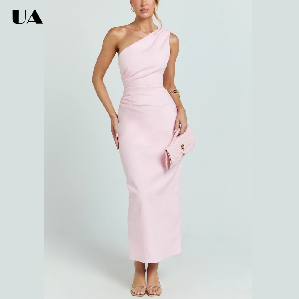 Vestido de Festa Elegante ULBYANRY com Decote Assimétrico, Vestido de Noite Justo Sexy, Vestido de Festa Personalizado Liso Sem Mangas