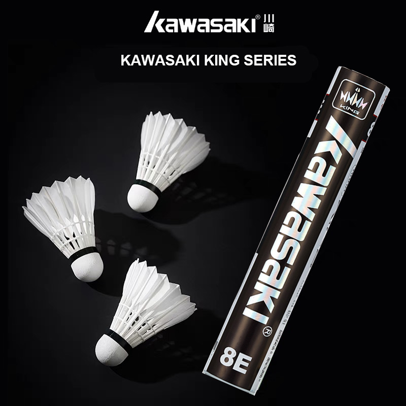 12 個 Kawasaki バドミントン羽根キング 8E ガチョウの羽バドミントン羽根トレーニングスポーツスピード 76 77 バドミントンボール