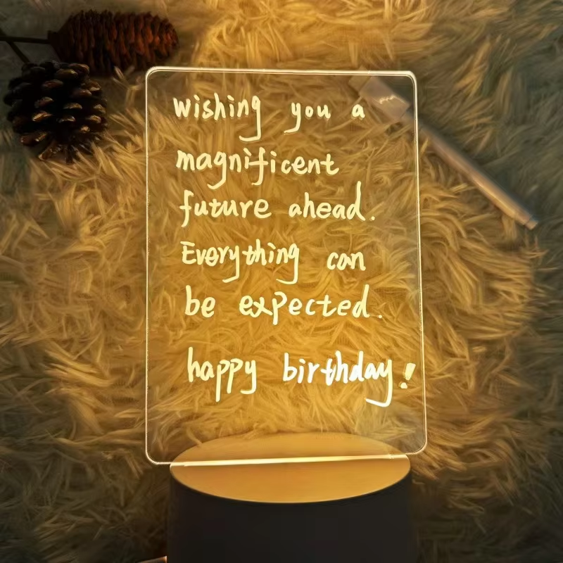 Diy Notepad LED Drawing Board Glowing Acrylic Message Board With Pen Erasable Children's Drawing Letter Message Board Night Lamp