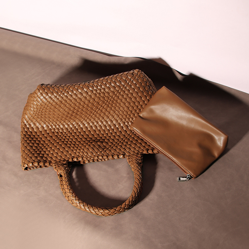 Sacs à main de styliste en tricot pour femmes, sac à bandoulière simple de grande capacité en cuir PU, sacs de voyage de plage