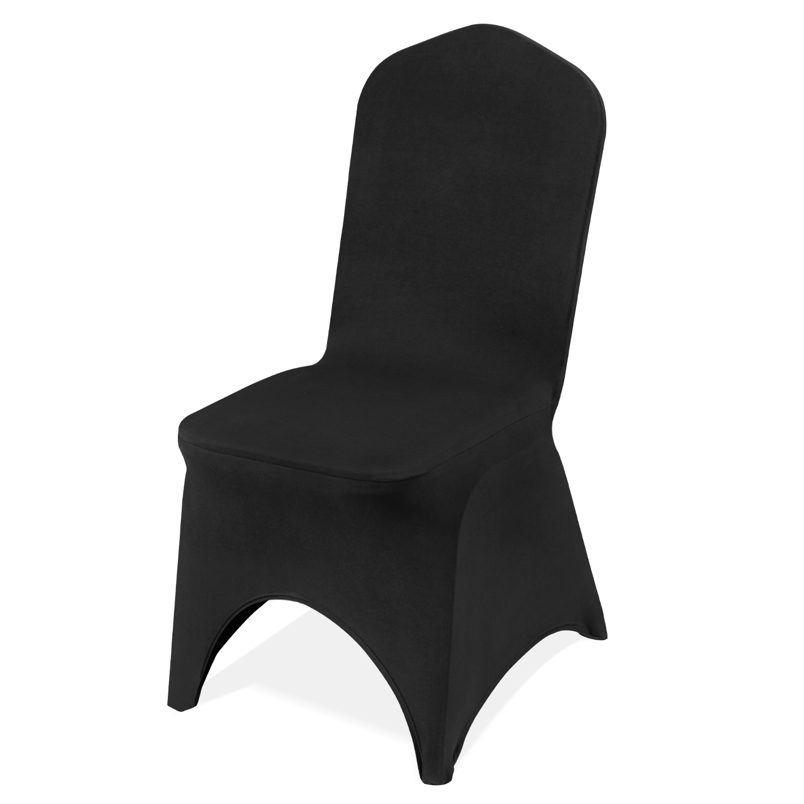 SucceBuy 50 Stuks Zwarte Stoelhoezen Polyester Spandex Stretch Kussenovertrekken voor Bruiloft Eetkamer Banket Gebogen Voorstoel Cover
