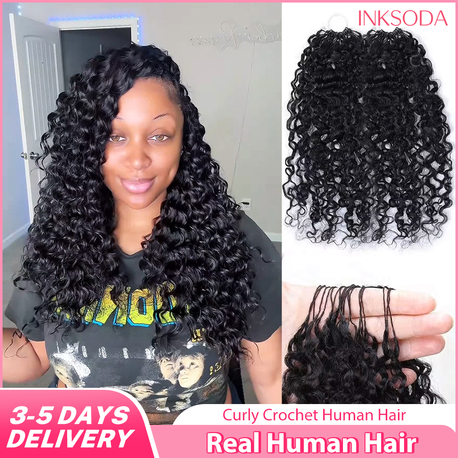 12A 30 Inch Curly Crochet Human Hair Small Spirals Deep Pixie Curls Pre-Separated Knotless Extensions Miracle Knot Braids Easy Installation Extensions Curls Deep Wave Wigs Miracle Knots Crochet Human Hair braiding Hair Extensions Materials Bouncy Curly