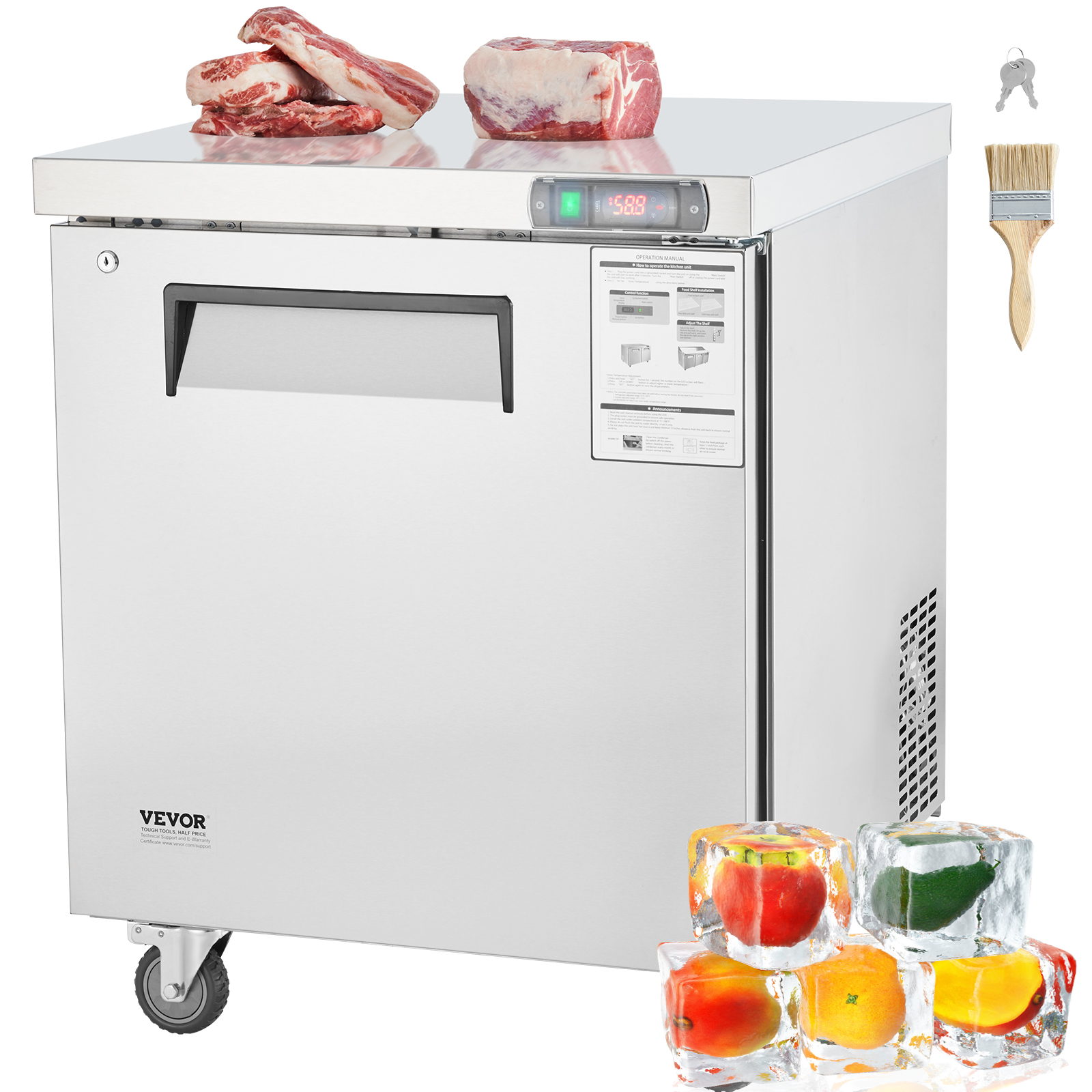 SucceBuy Frigorifero commerciale congelato Tavolo per la preparazione di insalate per panini 7.4Cu.Ft Preparazione di alimenti Frigorifero senza gelo per ristorante