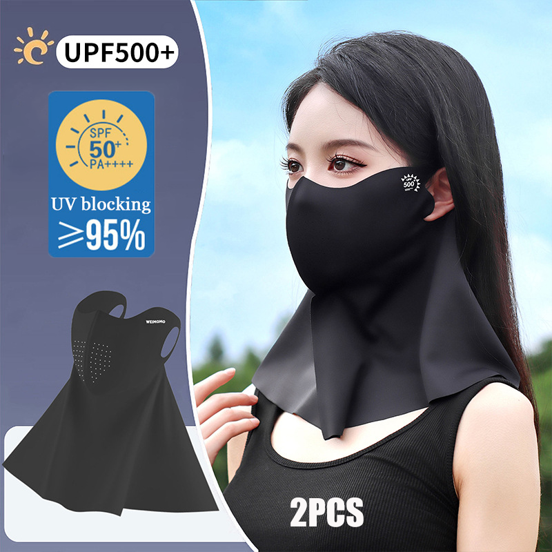 2 pçs máscara de proteção solar de seda gelo anti-ultravioleta pescoço guarda máscara 3d verão respirável proteção para os olhos máscara facial