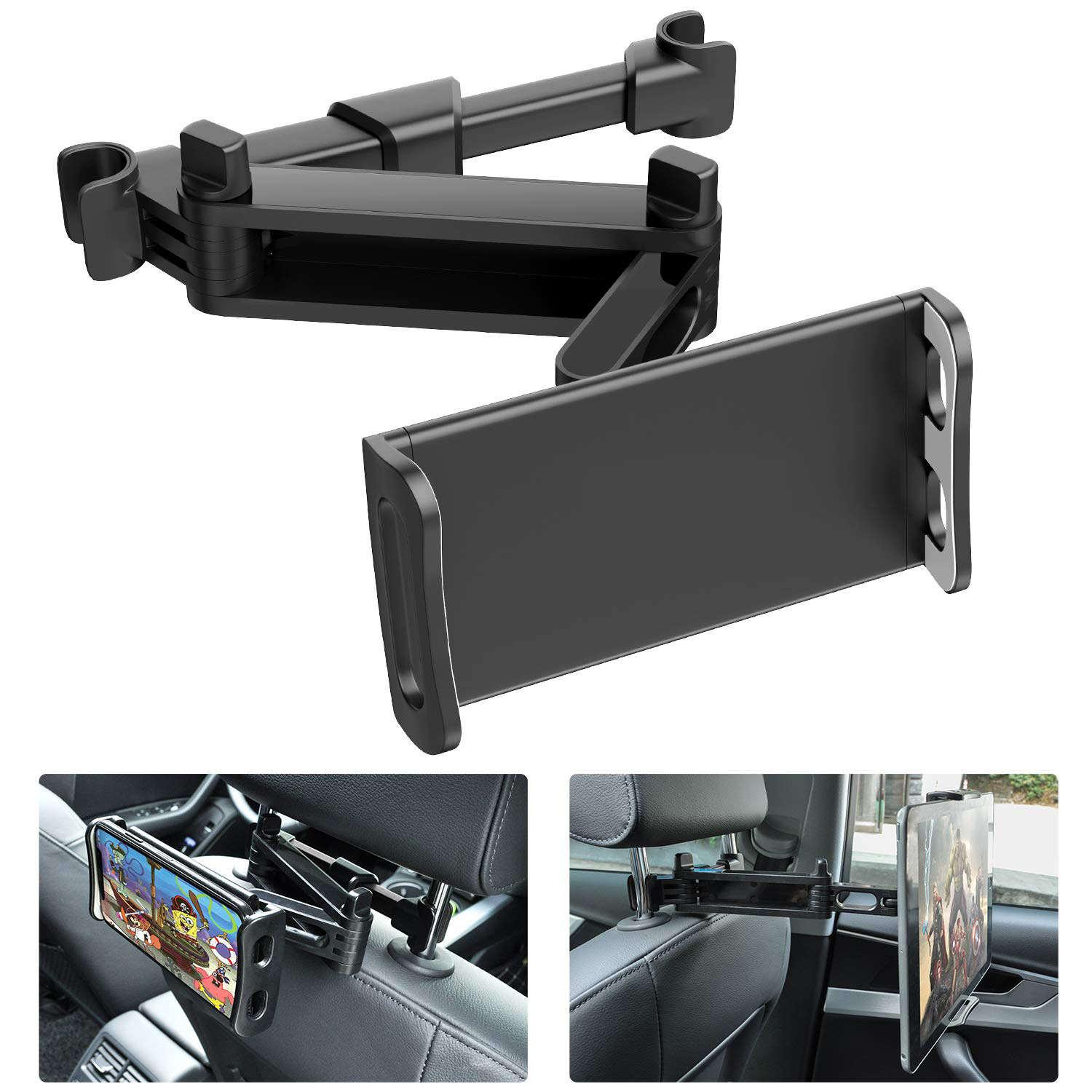 Telescopic รถด้านหลังหมอนโทรศัพท์ผู้ถือแท็บเล็ตยืนรถที่นั่งด้านหลัง Headrest ยึดสำหรับ iPhone X8 iPad Mini Tablet