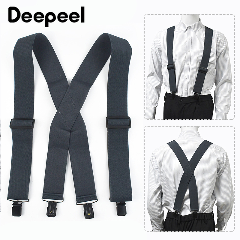 Deepeel moda 5cm de largura adultos suspensórios masculinos ajustar cinta elástica x-tipo 4 clipes masculino cintas arnês homem jockstrap para calças