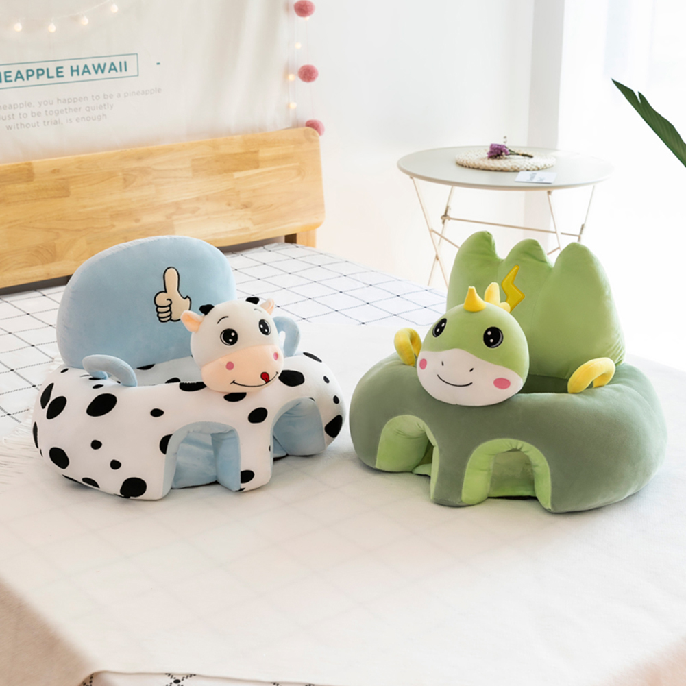 Babybank Ondersteuning Stoelhoes Cartoon Leren Zitten Comfortabele Stoel Comfort Wasbare Dierenbank kussensloop (zonder Katoen)