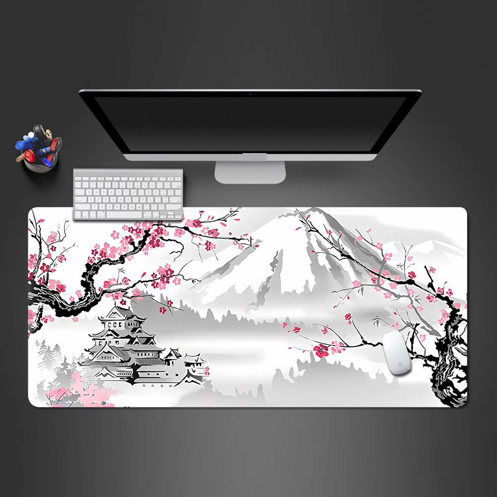 Kirschblüten-Mauspad Sakura Japanisches Gaming Home Mousepad XXL Tastaturmatte Büroteppich Laptop Mäuse Pad Schreibtischzubehör