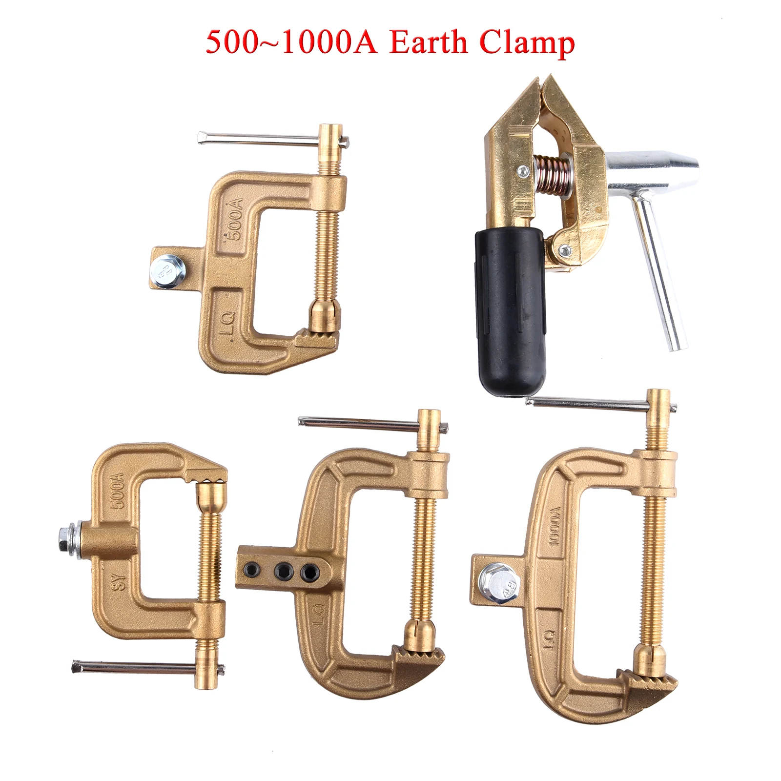 Braçadeira de terra de solda de latão resistente, Clipe de terra tipo C para máquina de plasma de solda TIG MIG MMA, 500 600 800 1000A