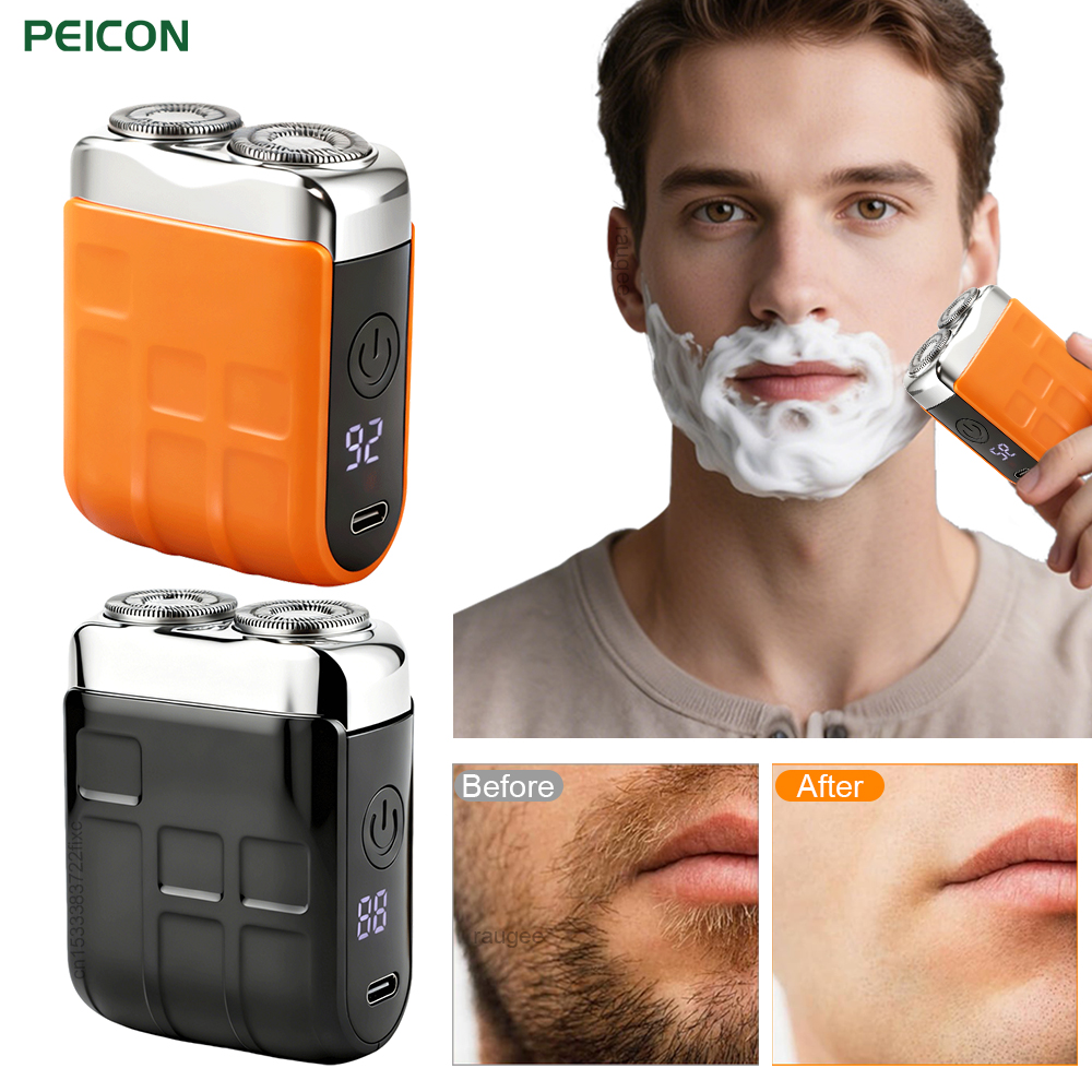 Afeitadora eléctrica para hombres, Afeitadora eléctrica de doble cabezal, recortadora de barba Facial recargable, Mini Afeitadora eléctrica portátil para hombres