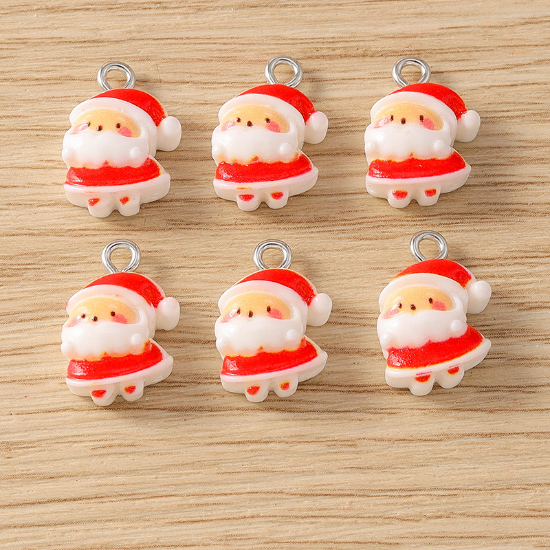10 stücke 10x16mm Cartoon Santa Claus Charms Harz Weihnachten Charms Anhänger für Schmuck Herstellung Ohrringe Halsketten DIY Handwerk liefern