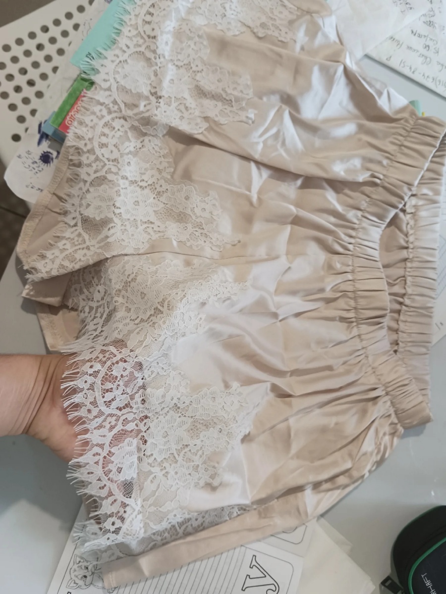 Y2k Coquette Lounge Slip Pajamas Shorts French Knickers Women Satin Silk Shorts Vintage Lace Trim Mini Micro Shorts Bottoms