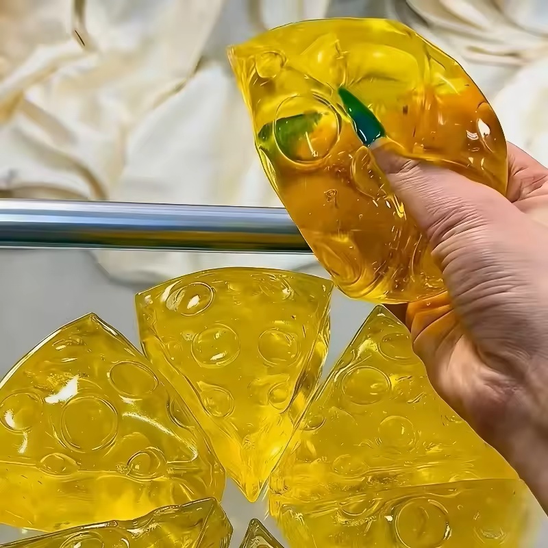 3A. Stressabbauendes Squishy Honigkäse-Quadrat Fidget-Spielzeug, Superweiches Mochi-Käse-Quetschspielzeug, Lustiges Anti-Stress Sensorisches Spielzeug