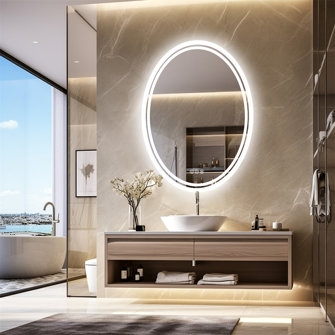 LUVODI Specchio Ovale LED Retroilluminato 60x80cm, Specchio Decorativo Moderno da Parete per Bagno, Camera da Letto, Salone