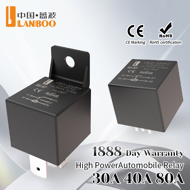 LANBOO 80A Relay Otomotif Terintegrasi 4/5 Kaki 12V/24V Tahan Air Tahan Minyak Tahan Debu Universal untuk Mobil Sepeda Motor