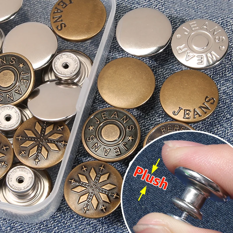 10 Stück abnehmbare Retro-Metallknöpfe, Druckknopfverschluss, Hosennadel für Jeans, einziehbarer Knopf, nähfreie Schnallen, passend zur Reduzierung der Taille