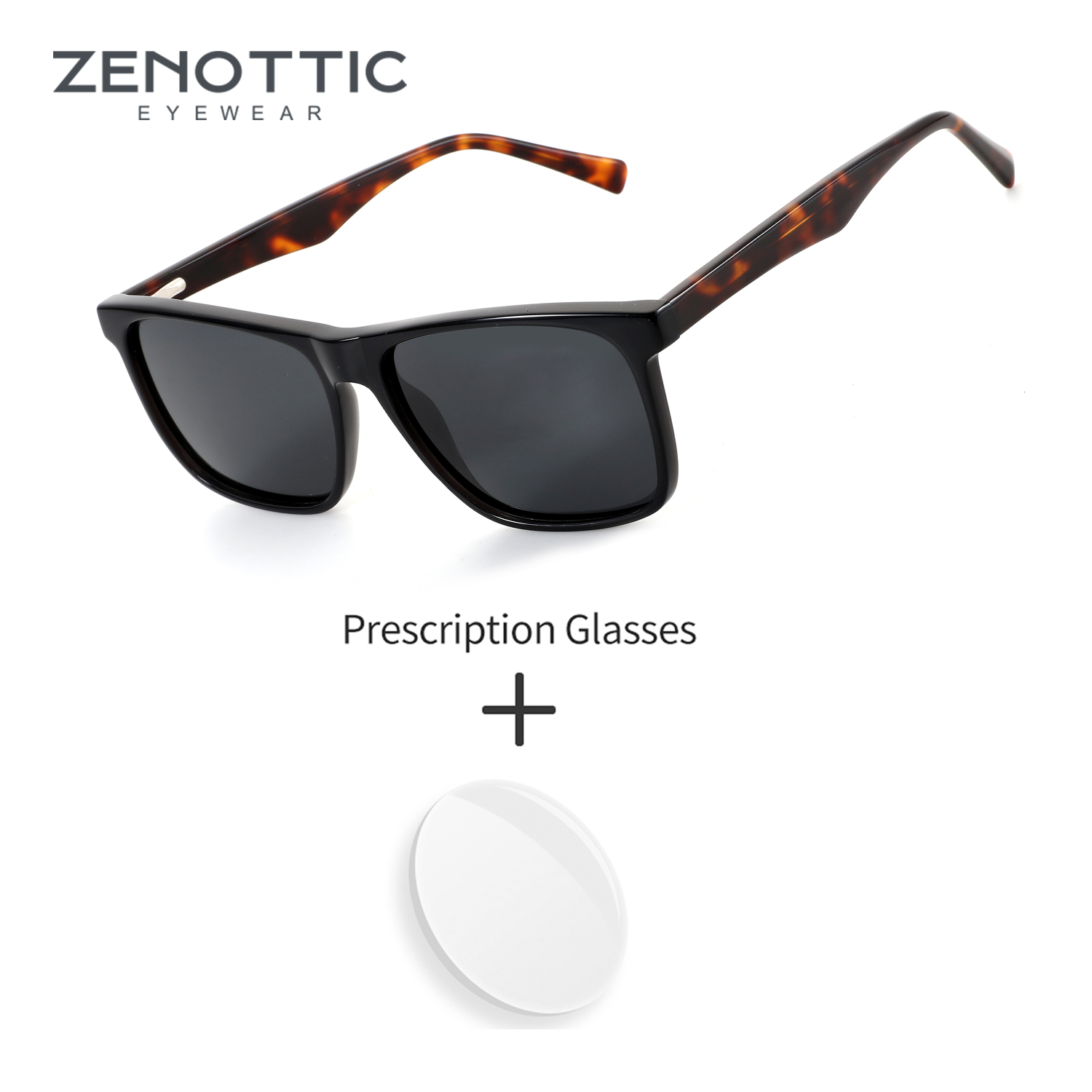 Квадратные поляризационные корректирующие солнцезащитные очки ZENOTTIC с диоптриями UV400, оптические прогрессивные очки для мужчин с коррекцией близорукости