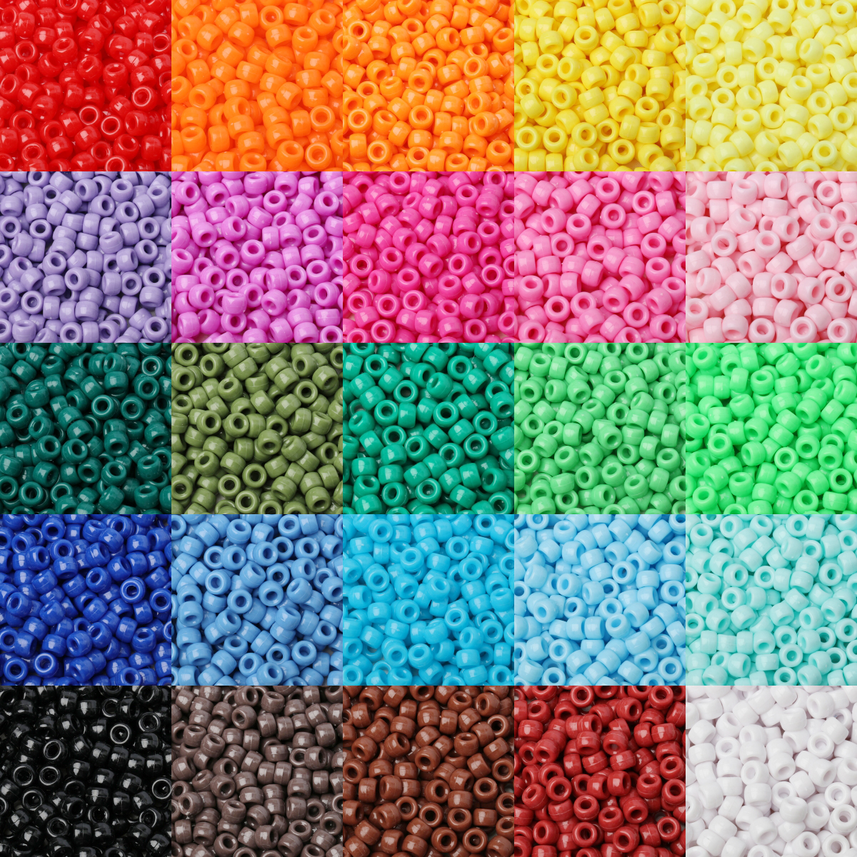 100 buah manik-manik kuda poni lubang besar Acyrlic manik-manik rambut kerajinan tangan untuk membuat perhiasan DIY gelang kalung hadiah Aksesori